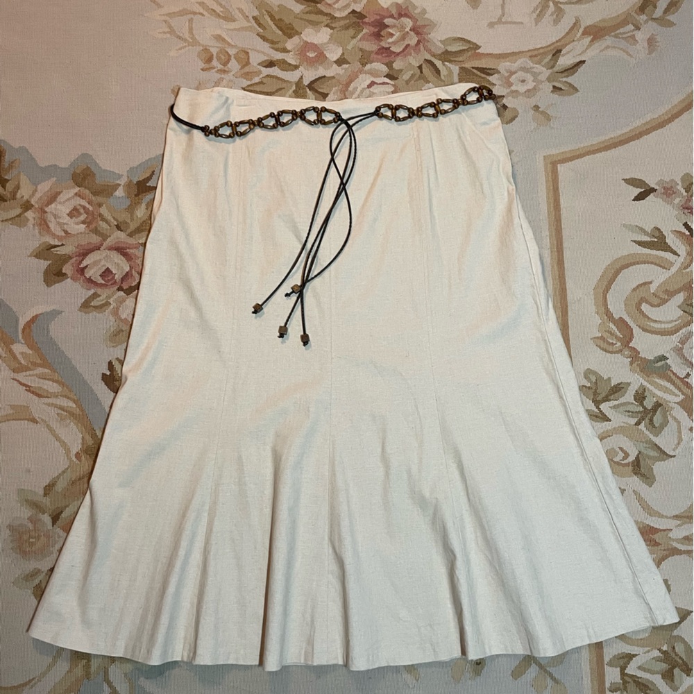 Lovely tan linen trumpet skirt, size 16 petite by R.Q.T